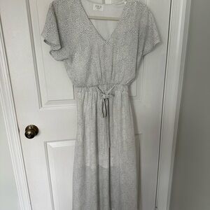 Sienna Sky Gray Flutter Sleeve Maxi Sundress